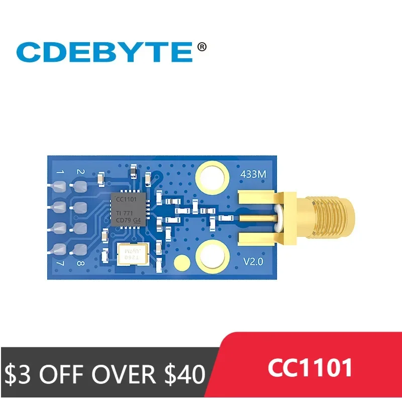 Módulo CC1101 RF E07-M1101D-SMA, 433MHz, 10dBm, SPI, SMD, transceptor sem fio, MERGULHO, SMA-K, transmissor e receptor da antena, CDEBYTE