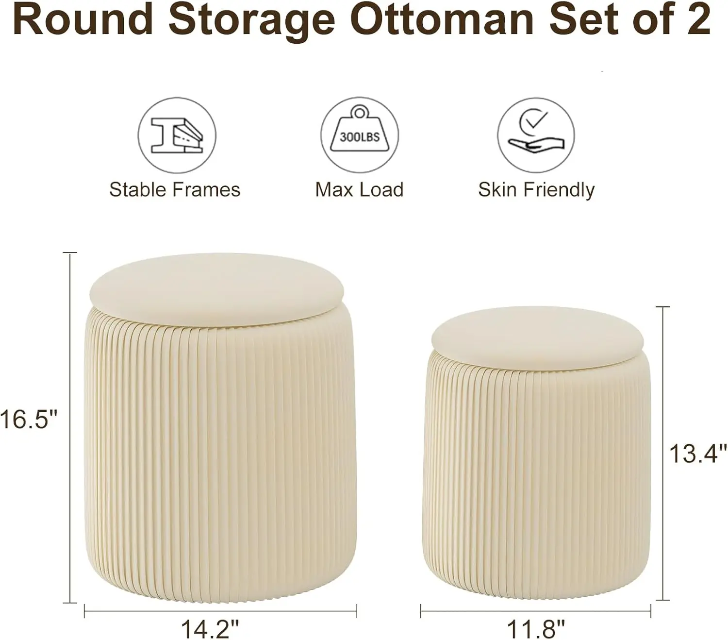 

with Storage Set of 2, Upholstered Velvet Vanity Stool, Comfy Round Makeup Vanity Stools, Large Storage Ottoman Foot Rest