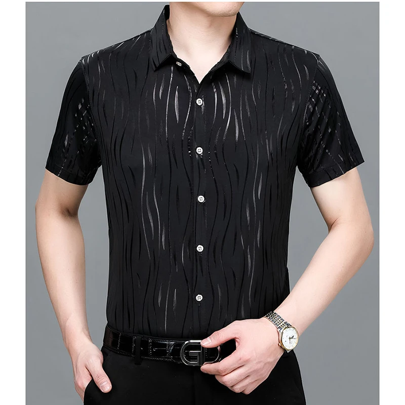 Fashion Lapel Button Printed All-match Short Sleeve Shirts Men's Clothing 2024 Summer New Loose Casual Tops Korean Shirts