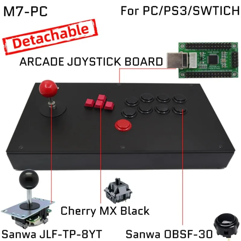 

Hitbox Style Fightbox M7/PC Battle Board Japanese SANWA Original Button Joystick Arcade Joystick Controller Suitable for PC/PS5