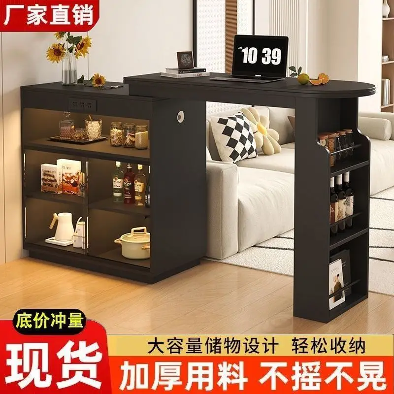 Bar partition living room pull-out sofa bar counter retro black storage  side cabinet with dining table children