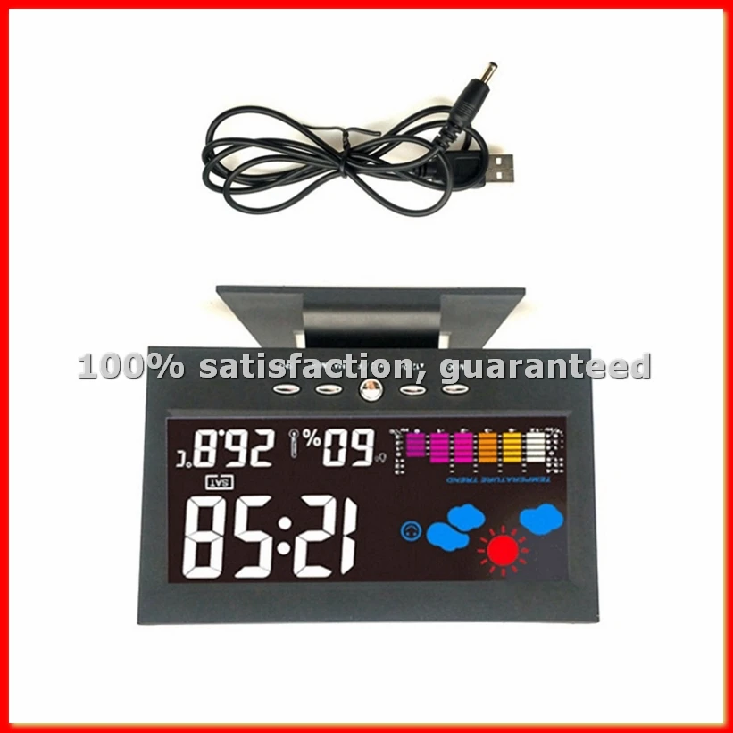 Lcd Color Screen Digital Snooze Alarm Clock Weather Forecast Station Temperature Humidity Time Date Display Clock Home-A68X