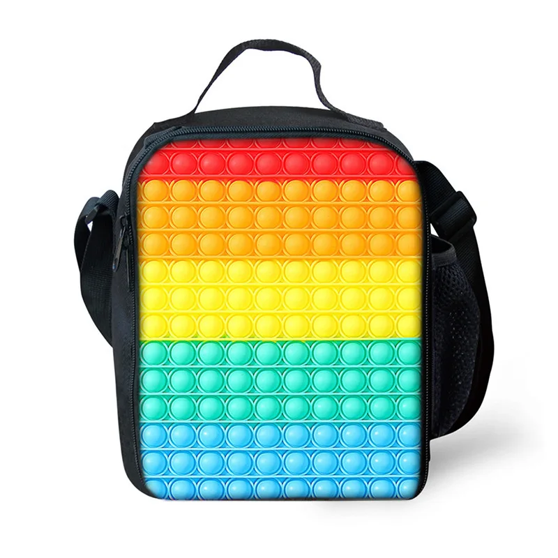 

Classic Popular Cool Rainbow Colorful Push Bubble 3D Printed Picnic Bag Lunch Box Lunch Tote Bag School Food Bags