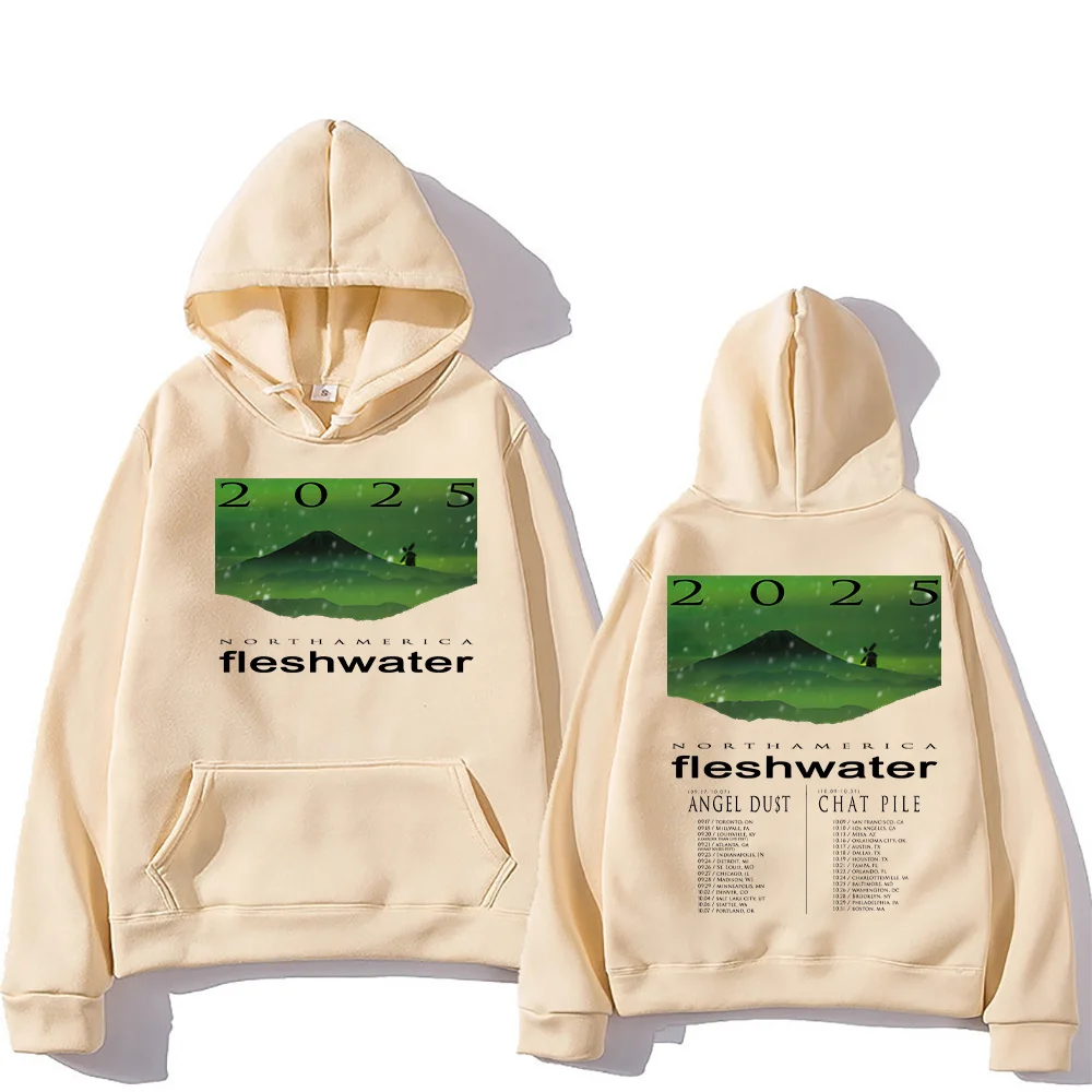 Fleshwater Rock Band 후드 Fleshwater 북미 투어 2025 스웨트 여성/남성 긴 소매 의류 Oversize Street