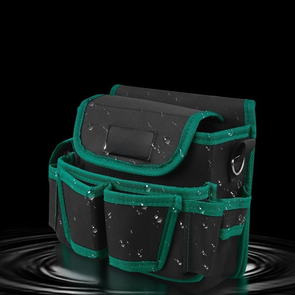 600D Oxford Multifunction Waist Bag With Belt And Shoulder Strap For Electrician Plumber Tool Storage Organizer Work Pouch Black