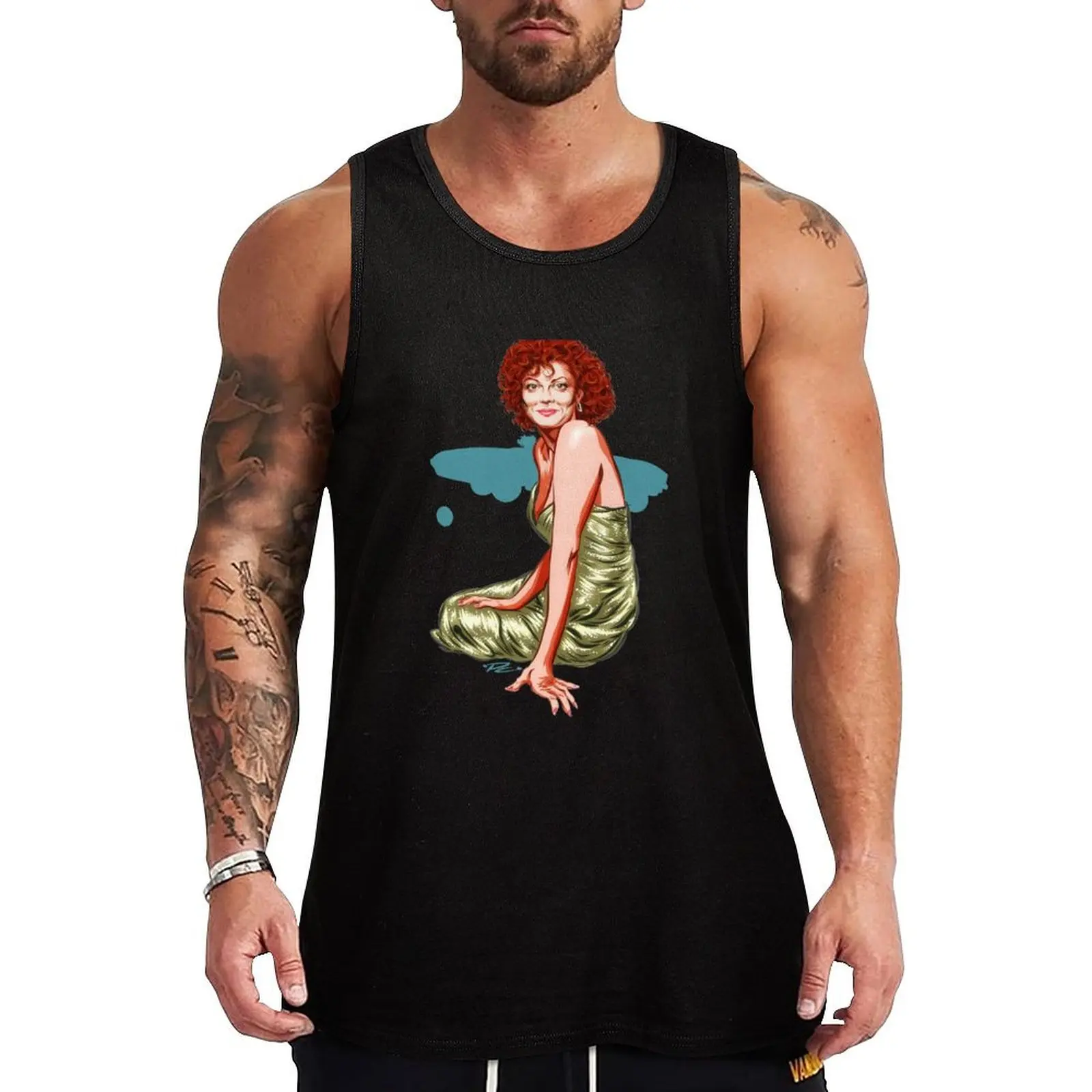 Susan Sarandon - An illustration by Paul Cemmick Tank Top clothes for men gym accessories men cute tops Men's sleeveless