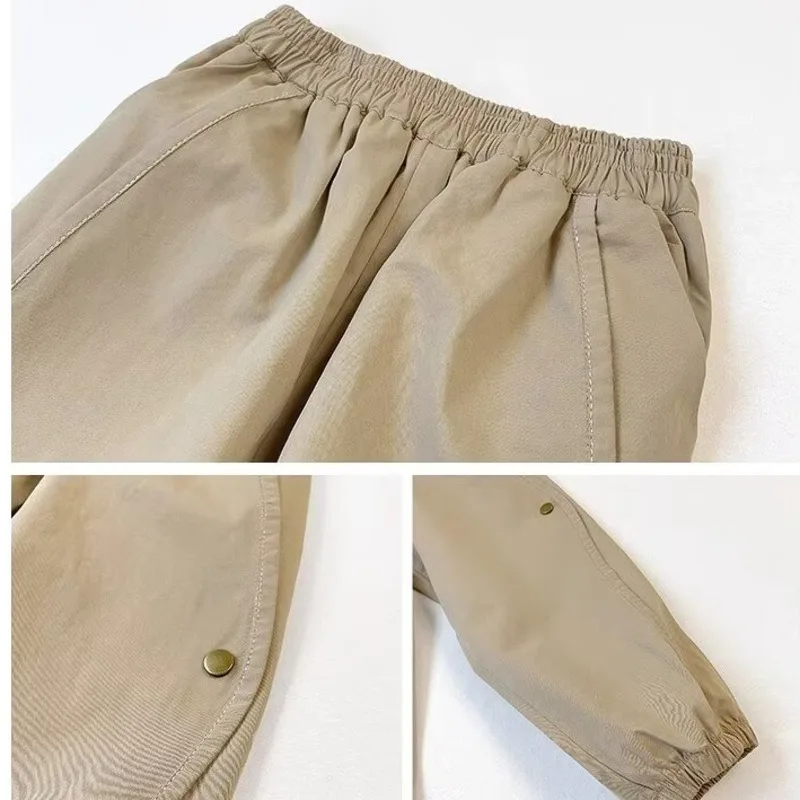 Pantalon de travail pour garçons, vêtement tendance, polyvalent, ample, élastique, noué à la cheville, décontracté, printemps été