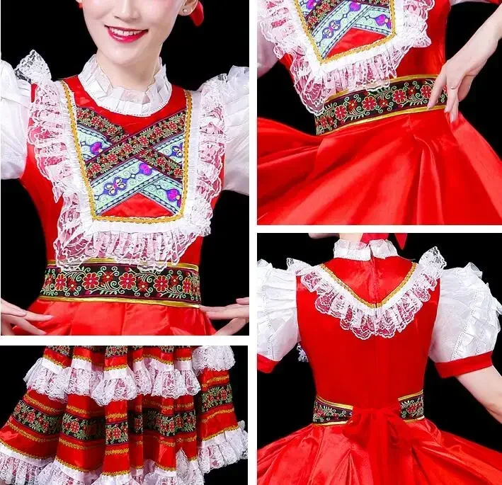 Russian Women Dance Dress Folk Stage Performance Clothing Ethnic Long Style