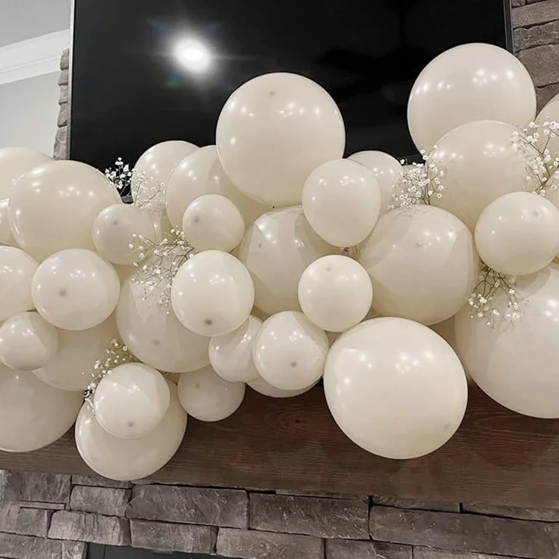 50/100pcs 12inch Sand White Latex Balloon Retro Sand White Balloons for Wedding Decoration Baby Shower Birthday Party Air Globos