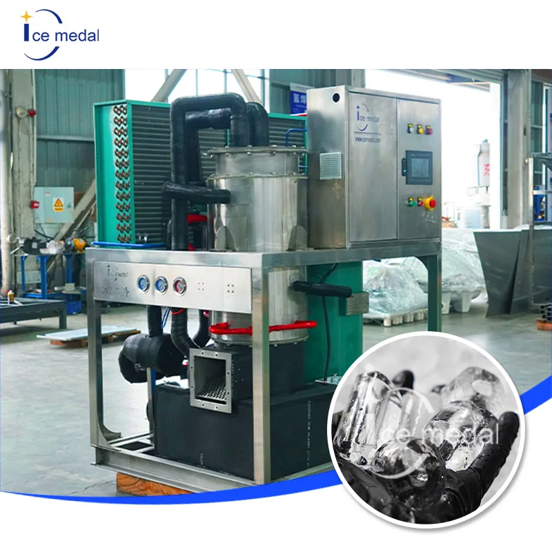 Icemedal Large Capacity Tube Ice Maker Machine with Crystal Tube Ice for Drinking Shops and Bars
