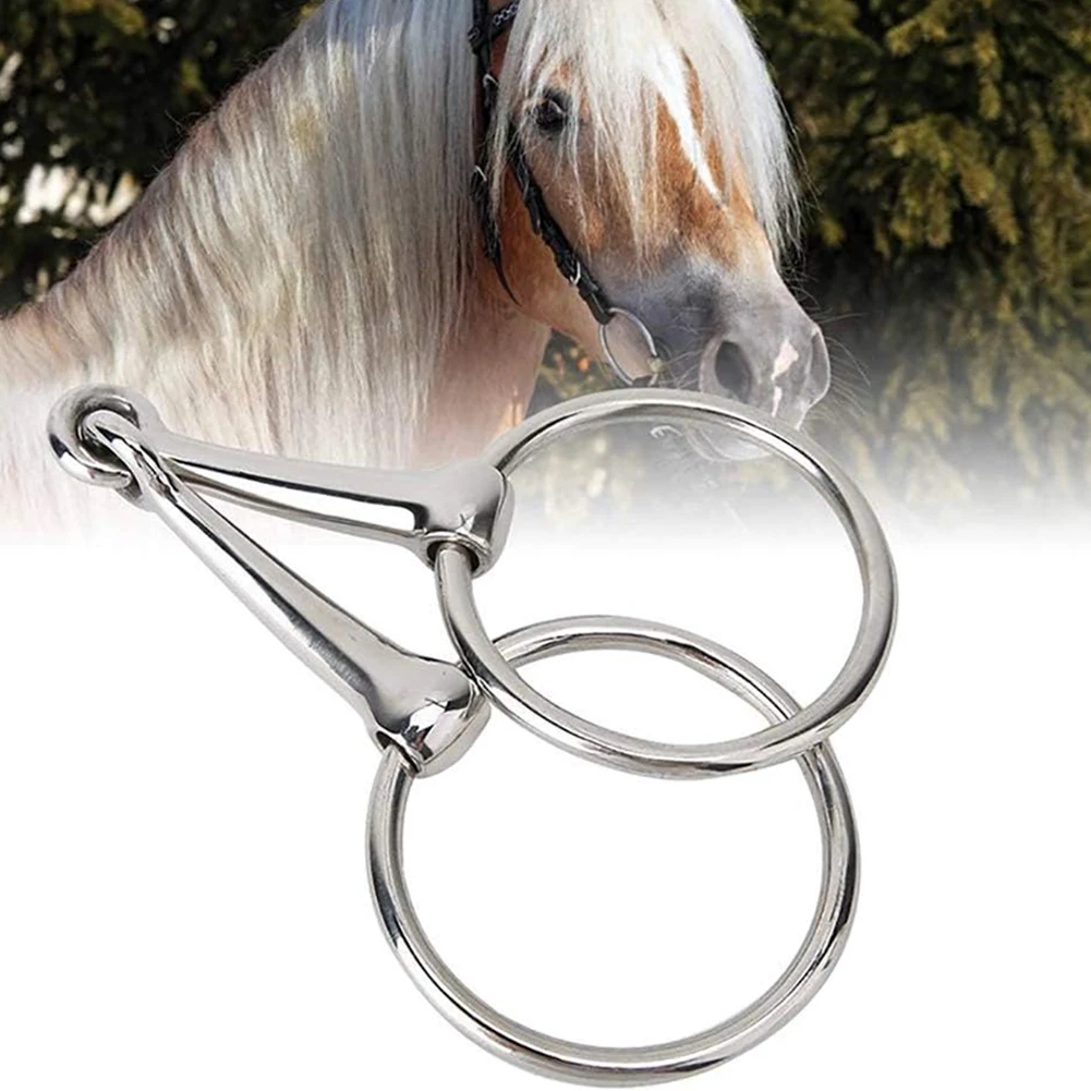 Snaffle Bit 135mm/145mm Stainless Steel Horse Mouth Snaffle Bit Double Jointed Loose Ring Snaffle Bit