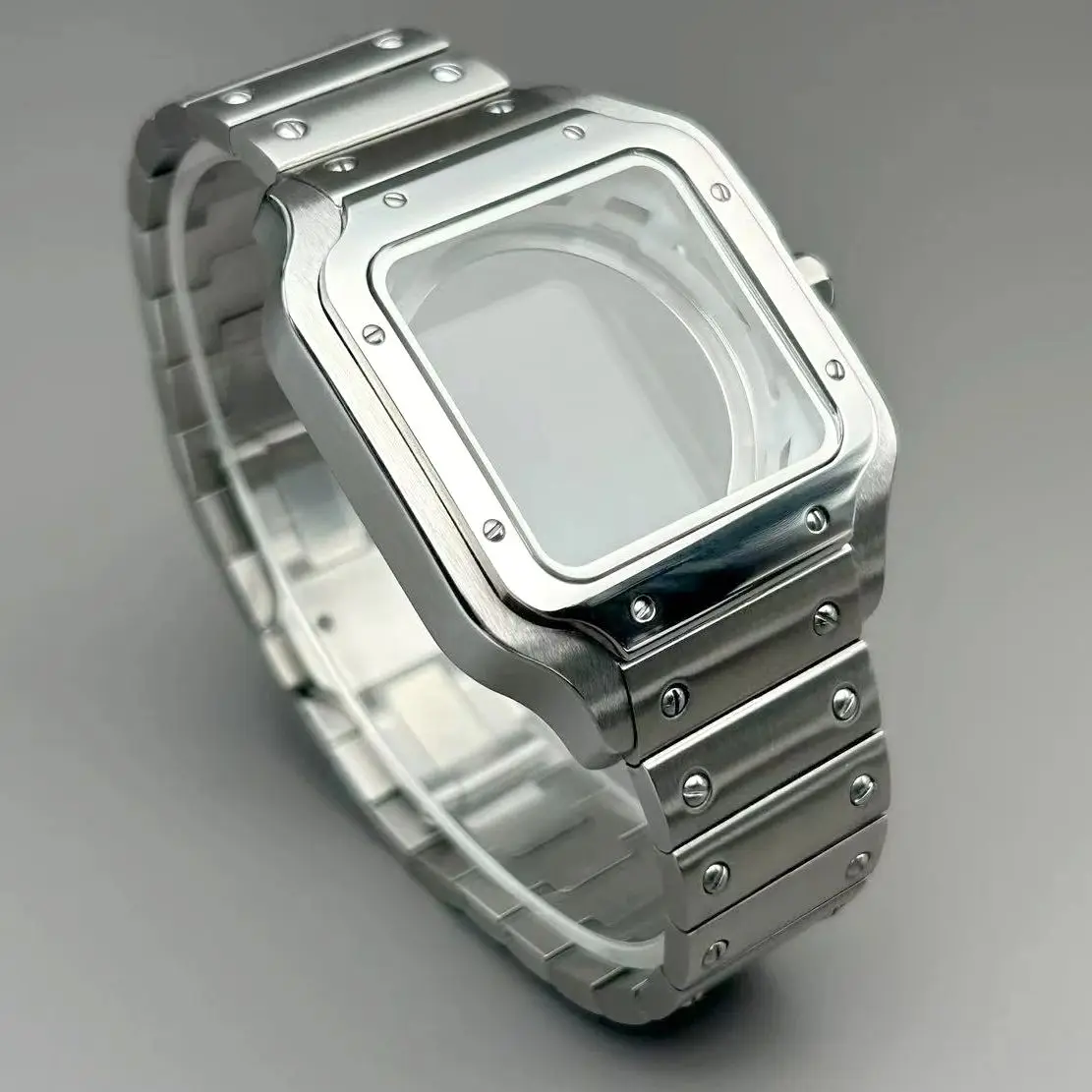 38 مللي متر NH35 ساعة مربعة حافظة ساعة من الفولاذ المقاوم للصدأ لأجزاء تعديل سانتوس تناسب SKX MOD NH35/NH36 حافظة ساعة حركات