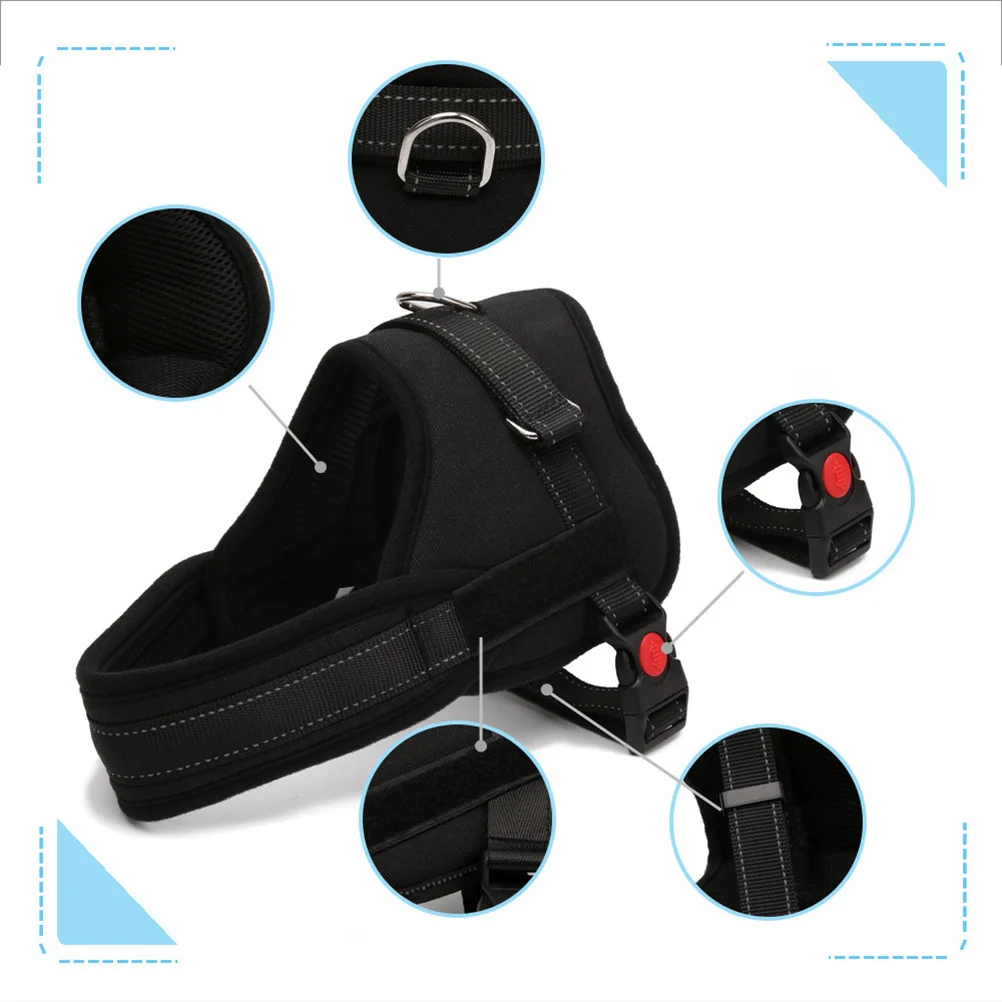 

Wide Dog Harness Vest Breathable Mesh Lining Safety Chest Straps For Car Travel Walking Haulage Cable