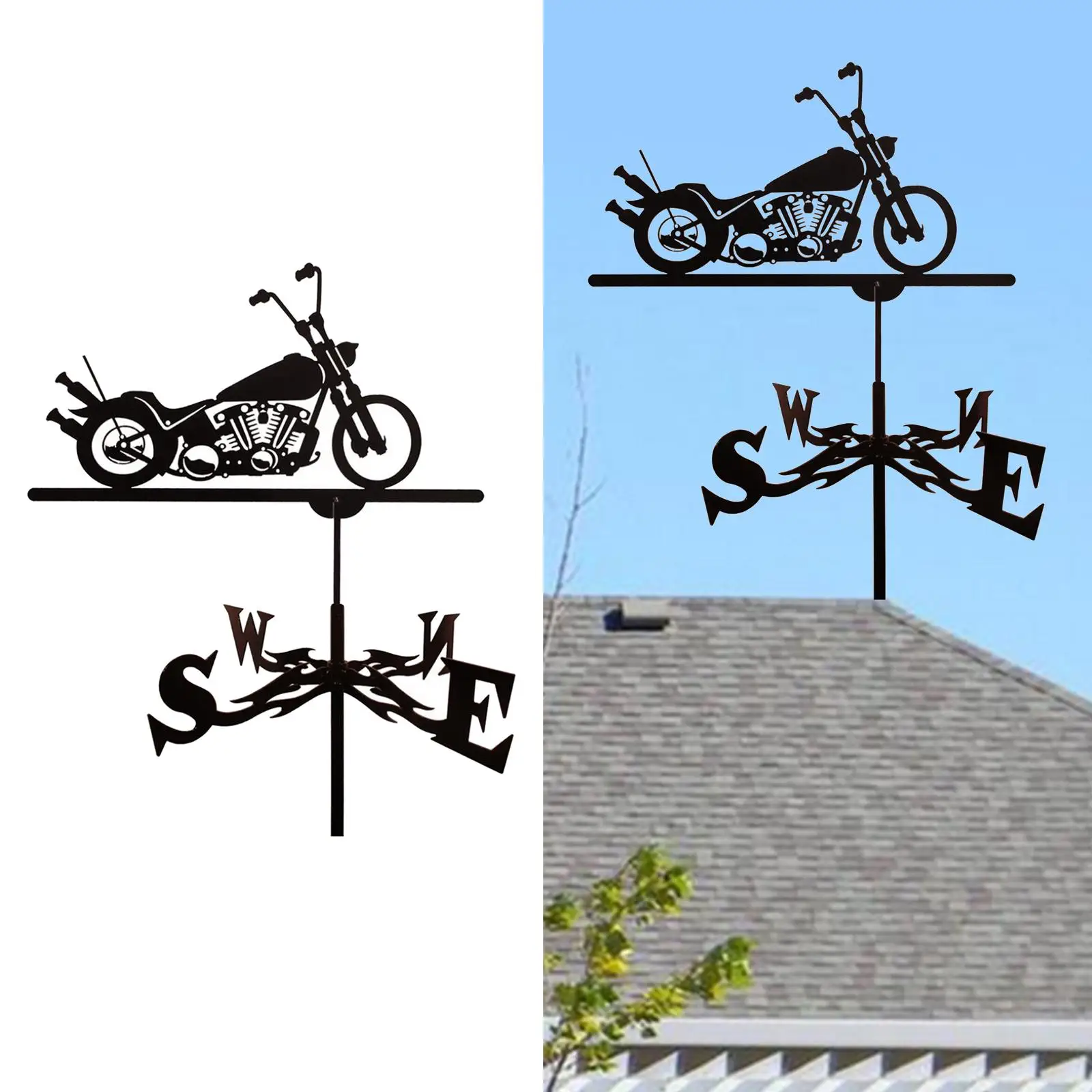 Wind Vane Steel Motorcycle Silhouette for Roof Outdoor Garden Yard Direction Indicator Durable Farm Decor