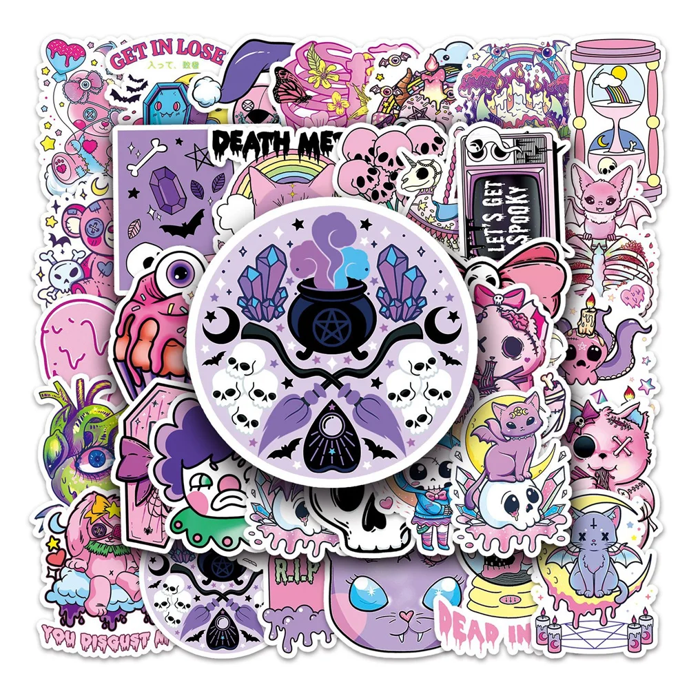 50pcs Vintage Pink Gothic Graffiti Stickers Pack Ipad Phone Stationery DIY Sticker Scrapbooking Supplies Journal Accessories