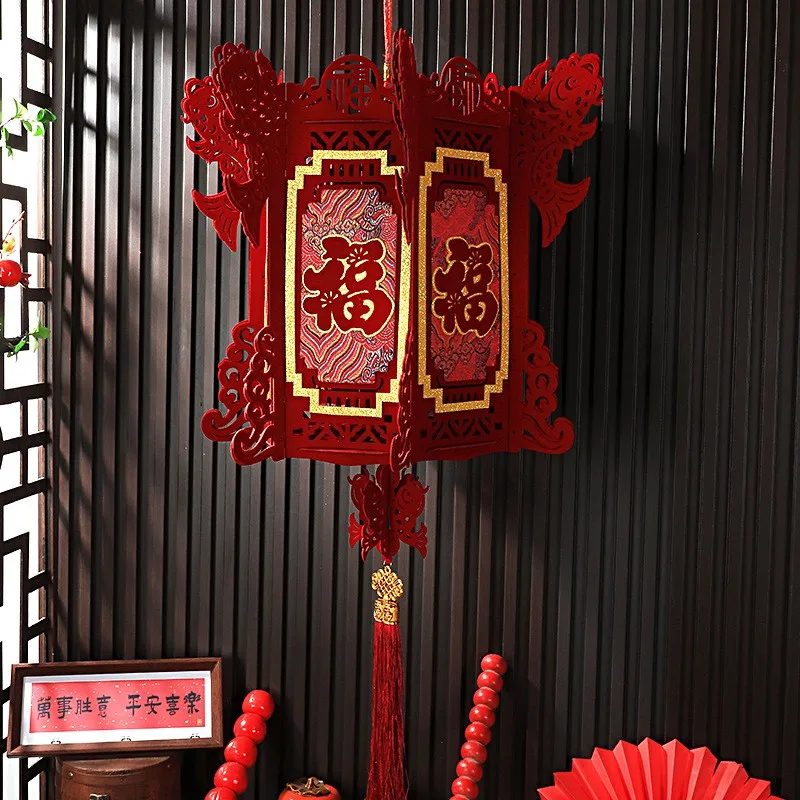 

2026 Year Velvet Non-Woven Fabric Lantern Decorations Large Lamp New Year Decoration Festive Celebration Supplies