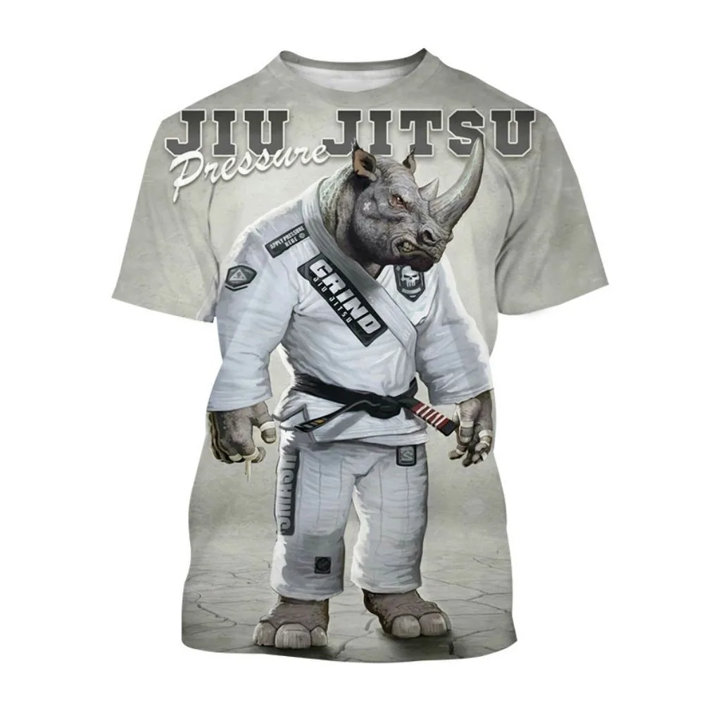 Men's T Shirt BJJ Jujitsu Enthusiast Wrestle Clothing Fashion 3D Animal Pattern Oversized T-shirt Casual O-neck Short Sleeve Top