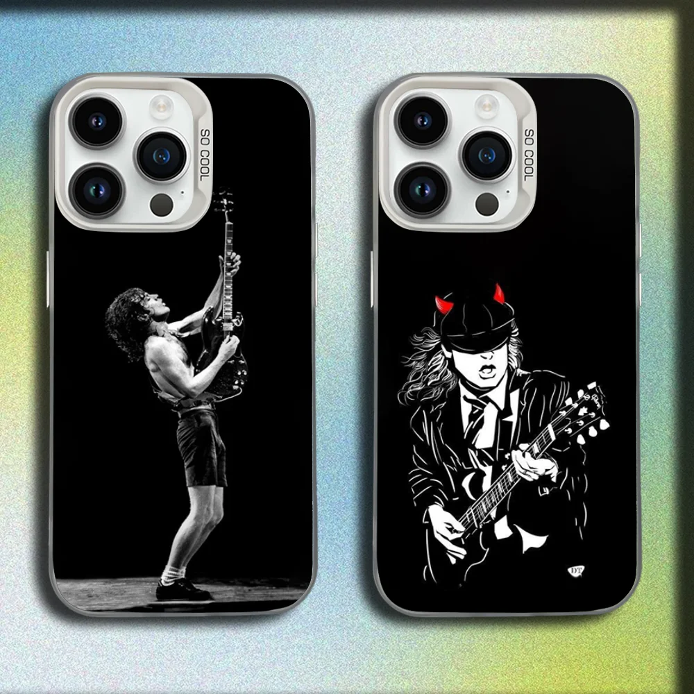 

A-AC Rock D-DC Bnad Phone Case For iPhone 16,15,14,13,12,11,Mini,Pro,SE,MAX White Matte Shockproof Cover