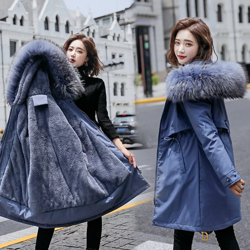 SWREDMI Thick Warm Winter Jacket Women Winter Coat With Fur Lining 5XL 6XL Hooded Female Long Winter Coat Parkas Snow Wear