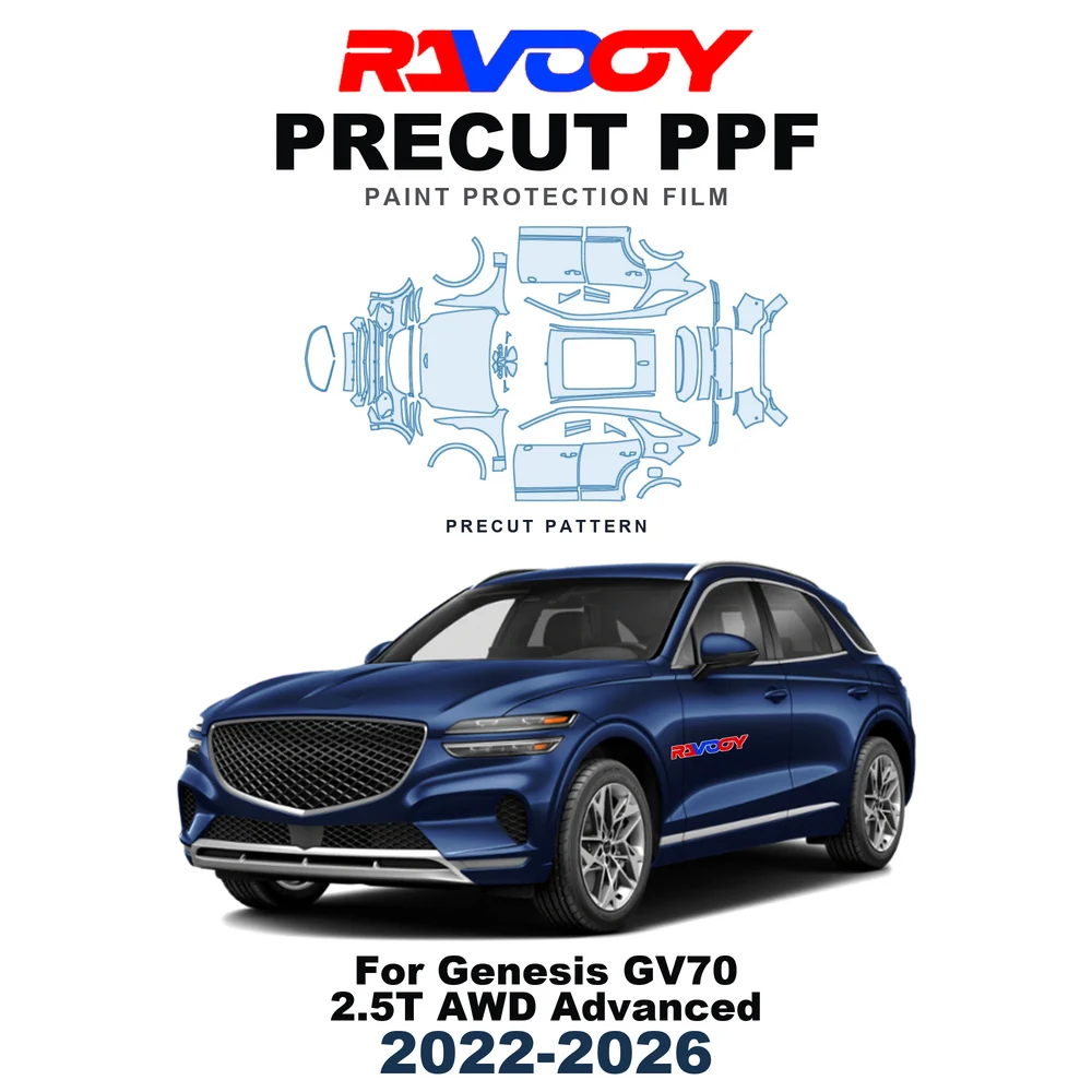 Precut PPF For Genesis GV70 2.5T AWD Advanced 2022-2026 8.5mil TPU Paint Protection Film Hood Bonnet Bumper Headlight Clear Kit