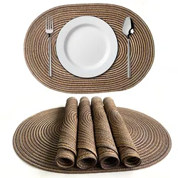 1/4/6/10PCS Oval Table Mats Braided Placemats for Dining Tables Natural Woven Oversized Place mats Set 테이블매트 салфетки на стол