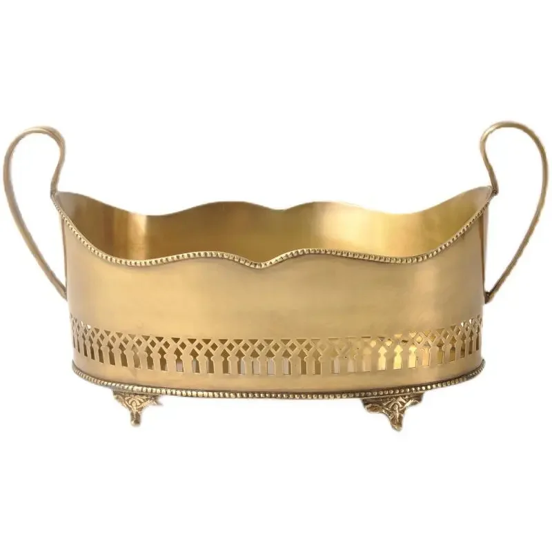 

Retro creative European binaural hollow storage fruit plate, living room decoration disc flower bucket ornament jewelry