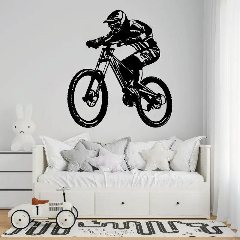 Mountain Bike Extreme Off-road Wall Sticker Road Sports Competition Athletic Teenage Boy Room Garage Decoration Vinyl Decal Gift