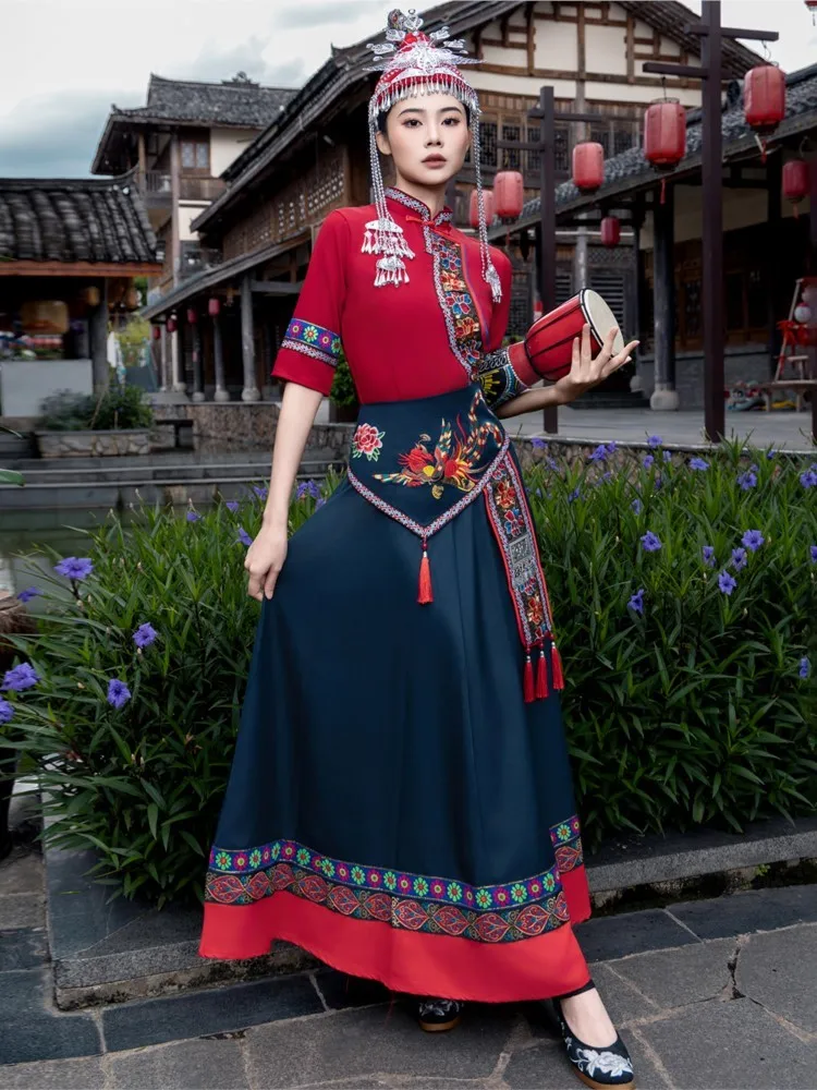 

New clothing Women's exotic costumes traditional adult formal attire embroidered phoenix crowns dance performance long skirts