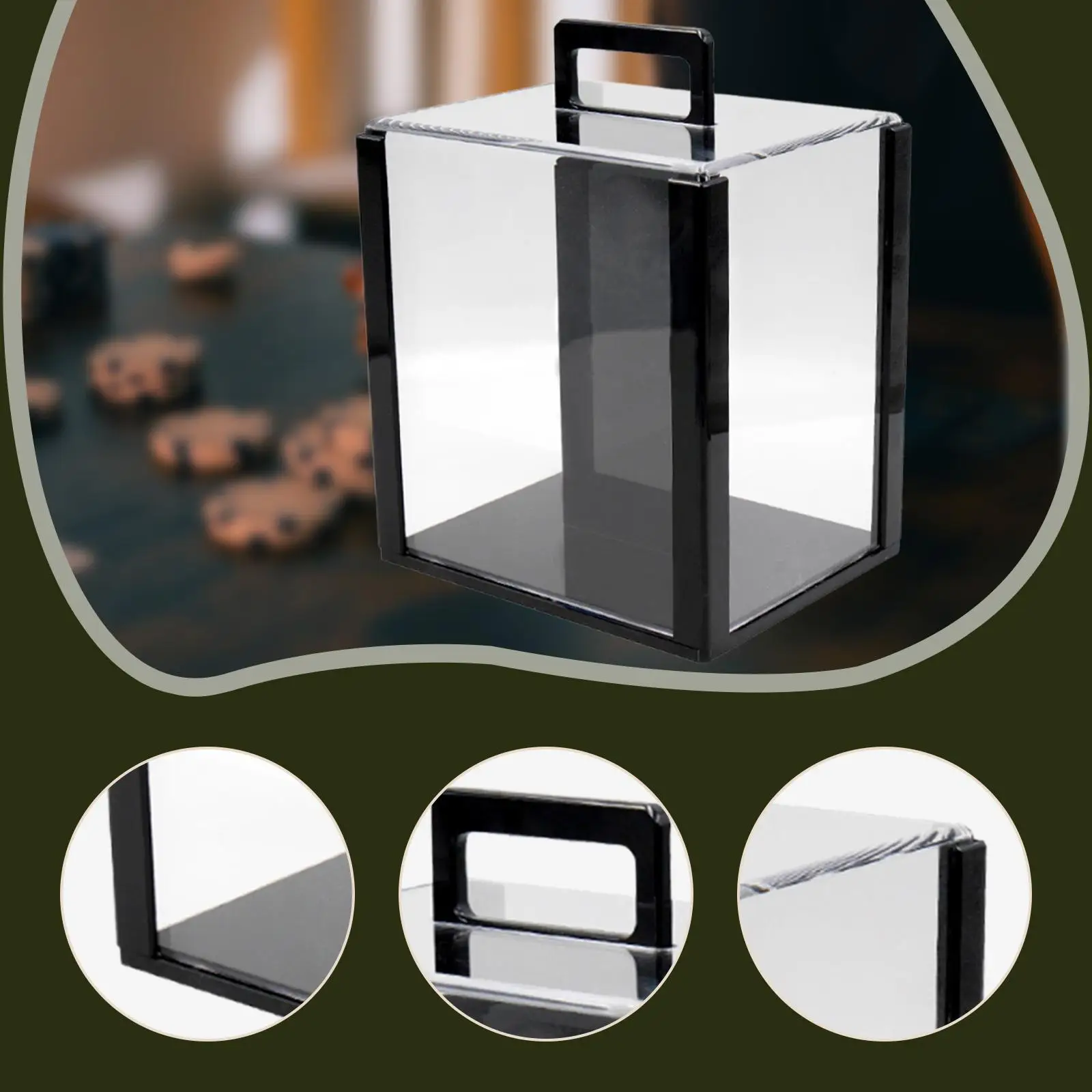 Transparent Acrylic Chip Storage Box Multipurpose Holder for Gaming Supplies Portable Carrier with Secure Lid for Events