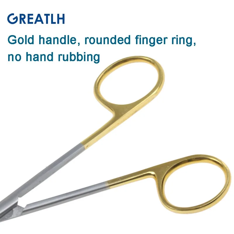 Tissue Scissors Golden Handle Blunt Scissors Stainless Steel Straight Curved Medical Scissors