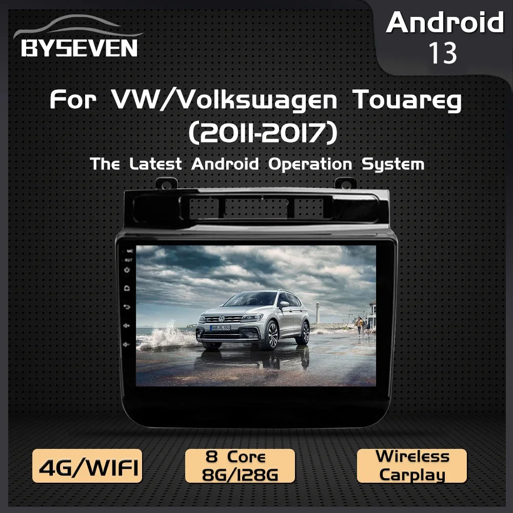 BySeven 4G SIM Android 13 Auto Radio For VW Volkswagen Touareg 2011-2017 Car Multimedia Player GPS Navigation Head Unit Player