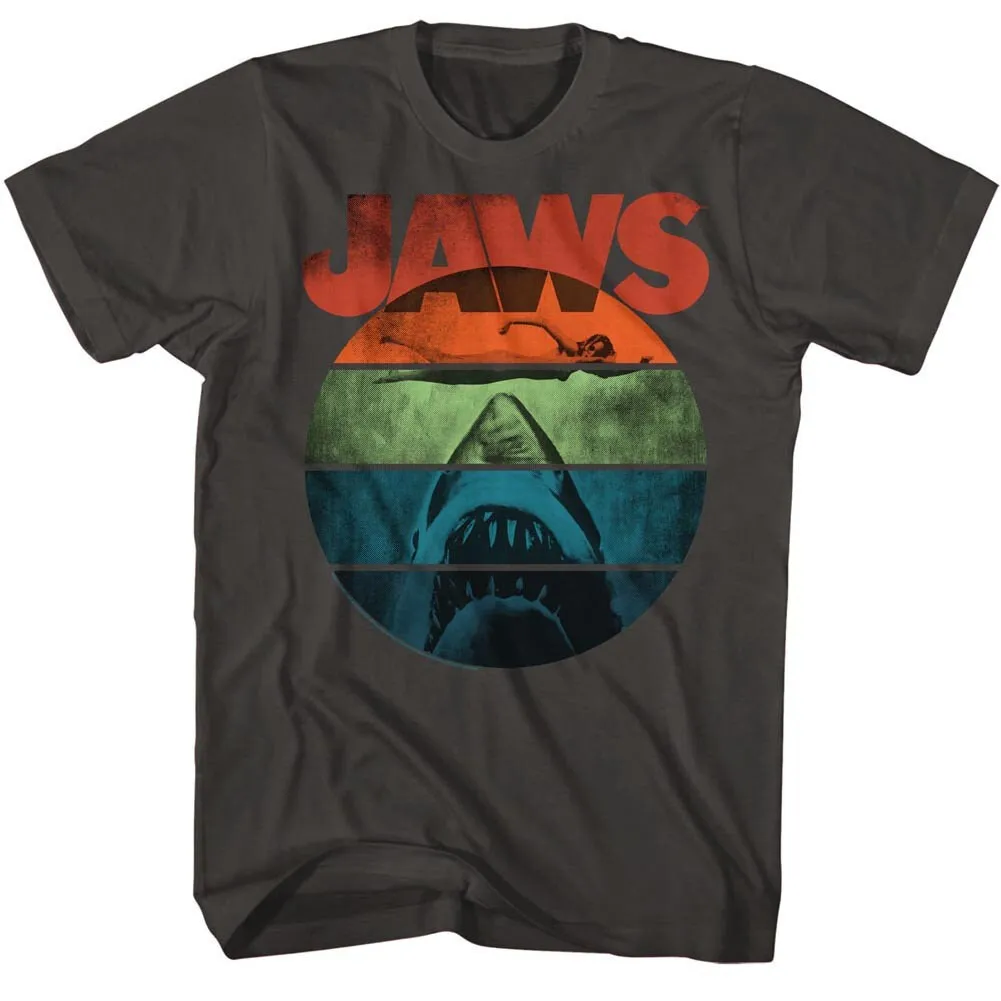 Jaws Text Arch Smoke Adult T Shirt