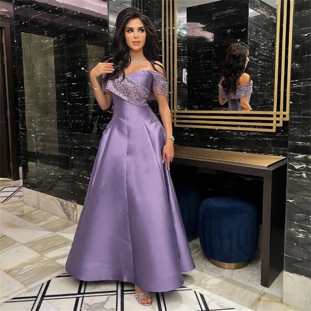 Dostosowana suknia wieczorowa Mecca سهره فساتين Off the Shoulder A Line Satin مناس Formal Occasion نسائيه فخ requirements