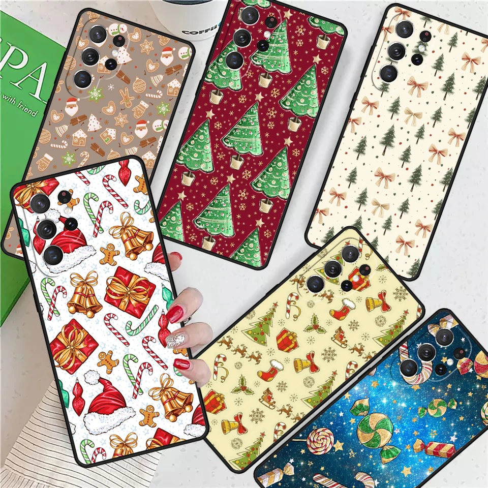 Merry CHRISTMAS TREE Candy Cane For Samsung Galaxy S24 Ultra S21 S22 S8 S9 S10E Note 10 20 Plus FE S23 Phone case Cover Coque