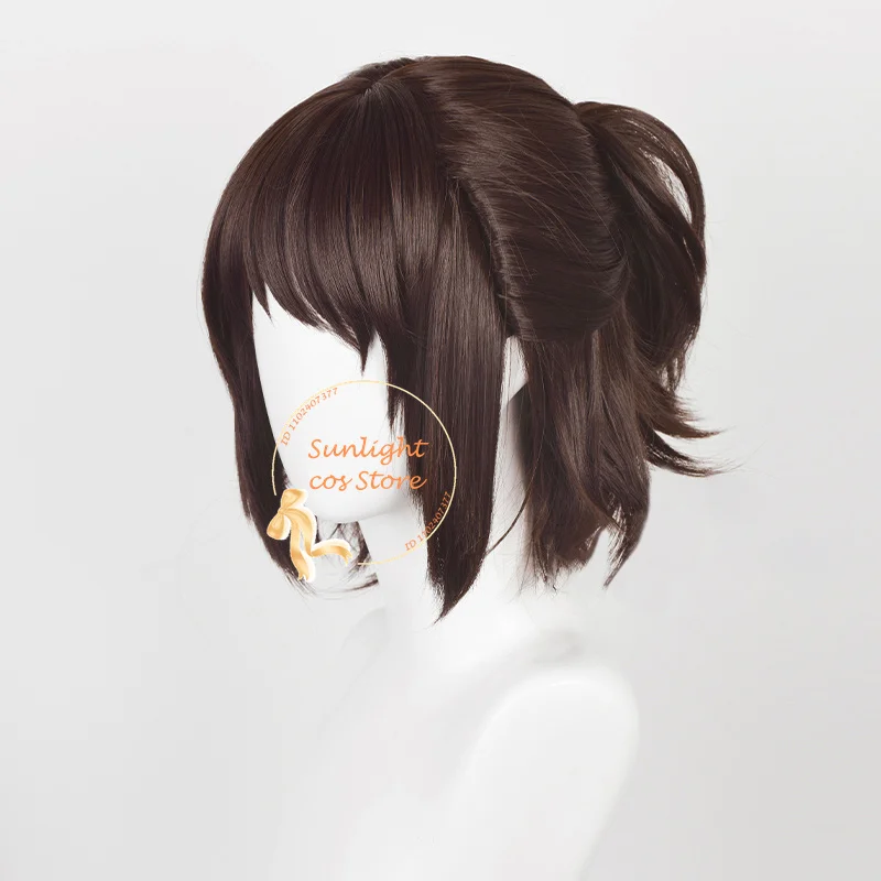 Anime Hange Zoe Cosplay Wig 35cm Dark Brown With Ponytail Clip Wigs Hange Zoe Cosplay Glasses Prop Heat Resistant Synthetic Hair