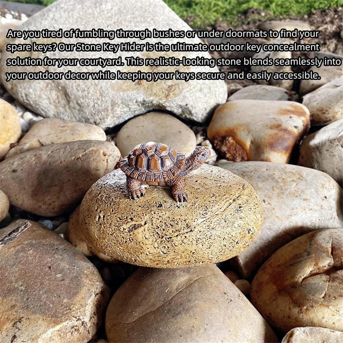 ELBA_Fake Rock Hidden Key Box for Outside - (Stone and Turtle Style)