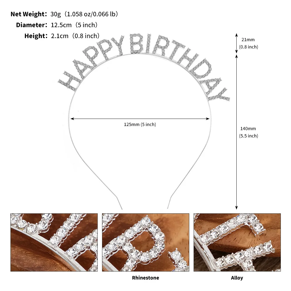 Klassische Alphabet-Haarbänder, funkelnde Strass-Tiara, Geburtstagsfeier, festliche Bankett-Kopfbedeckungen, Schmuck, Accessoires, Geschenke – Detail 10
