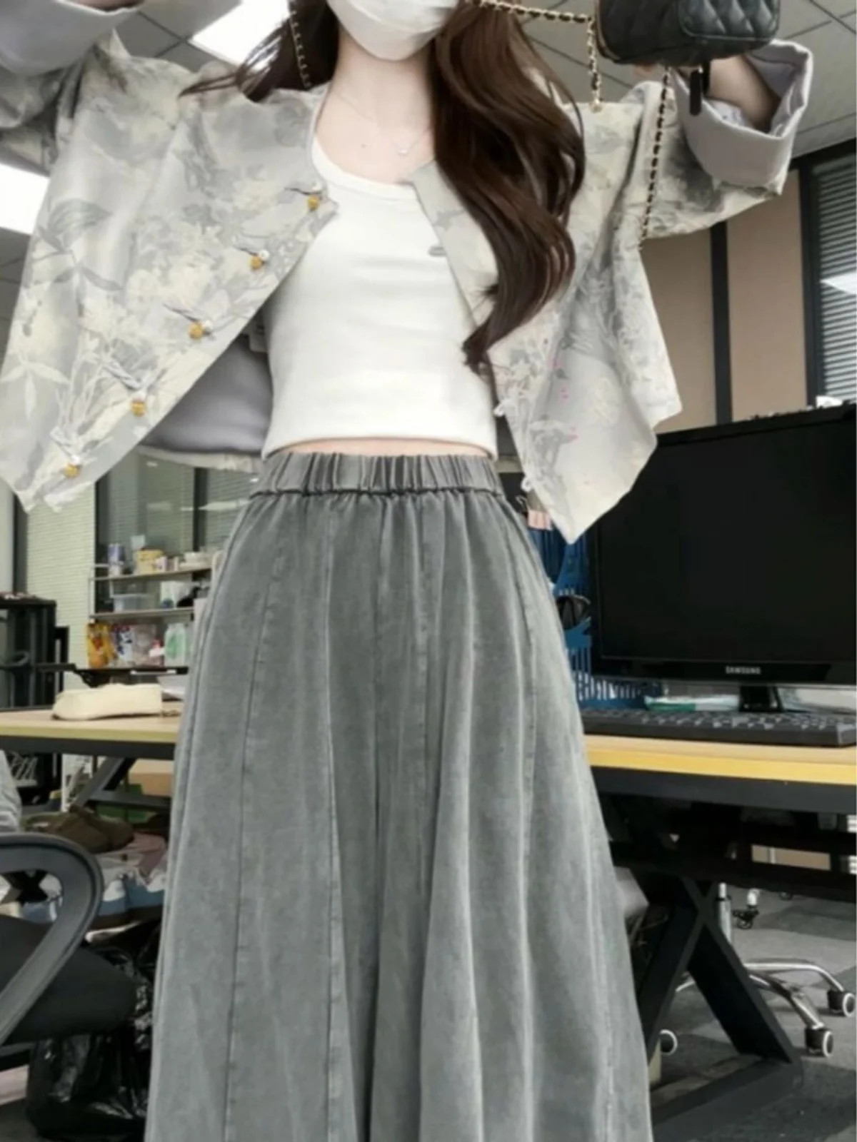 

New Chinese Style National Trend Outerwear Wide Leg Pants Two Piece Set Retro High Fashion Personality Unique Spring 2026