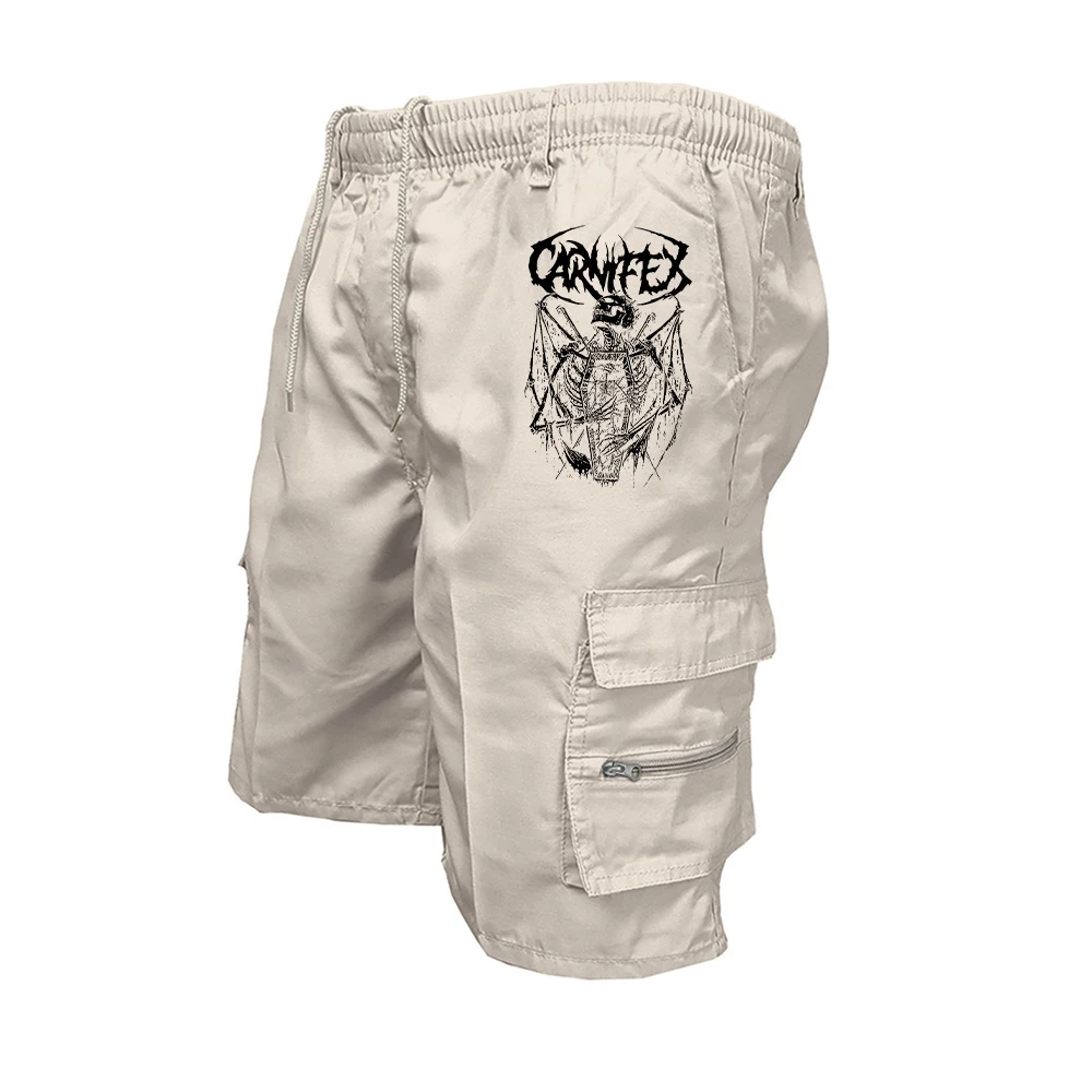 

Men's Loose-Fitting Cargo Shorts With Skull Print Elastic Waist Large Pockets Shorts Suitable For Summer Outdoor And Commute