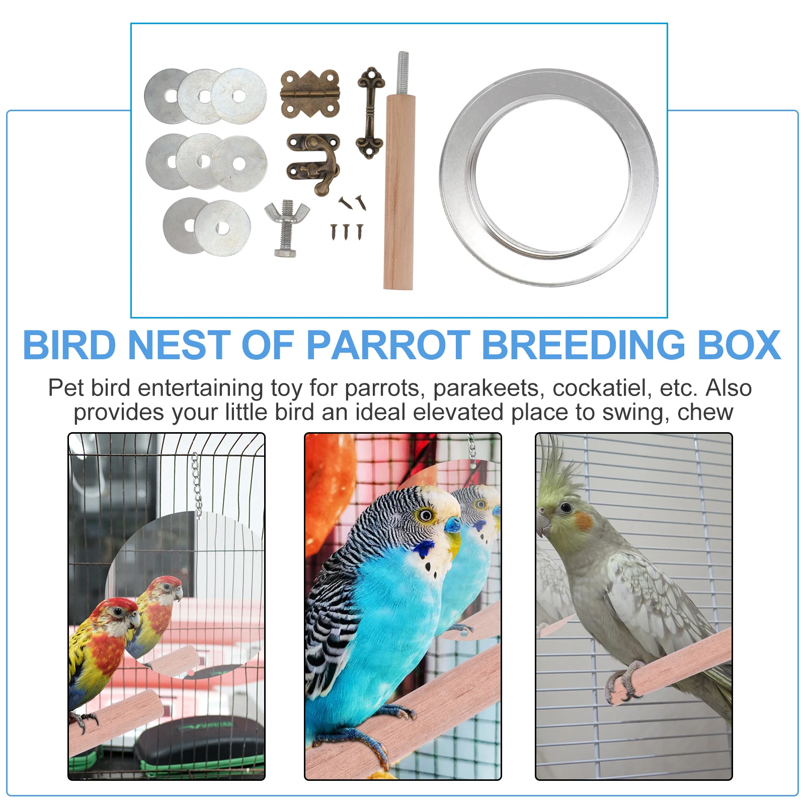 

1Set Parrot Breeding Box Accessories Anti-Bite Ring Hinge Nest Replacement Durable Iron Suitable For Wooden Bird Cages Stand