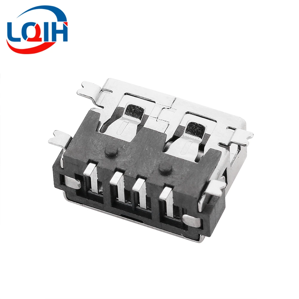 10PCS USB Connector Female Seat USB AF Female Socket 4P SMT Edgeless 180 Degree Flat Port Length 10.0mm