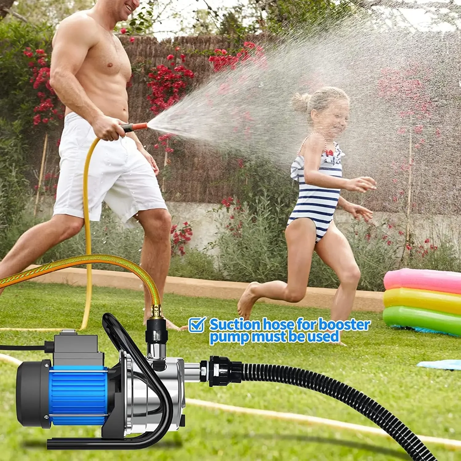 Portable Water Transfer Pump 1500GPH Electric Shallow Well Pump Garden Booster Pumps for Draining Irrigation Lawn Farm Wat