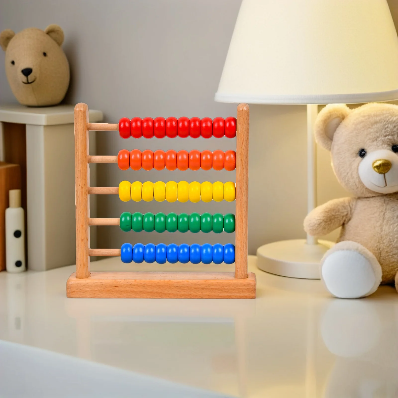 1 szt. Drewniany liczydło dla dzieci, kolorowa układanka z koralikami do nauki liczenia, wczesna edukacja matematyczna dla dzieci, rozwój poznawczy