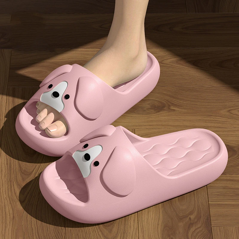 Kawaii Dog Pattern Cloud Slippers Women Indoor Slip On Soft Sole Shoes Woman Comfortable Non Slip Pillow Shower Shoes Female