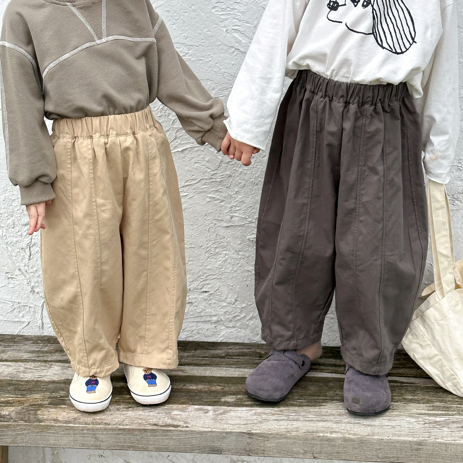 

2024 Autumn New Children Loose Trousers Solid Toddler Girls Versatile Harem Pants Baby Boys Casual Pants Cotton Kids Clothes