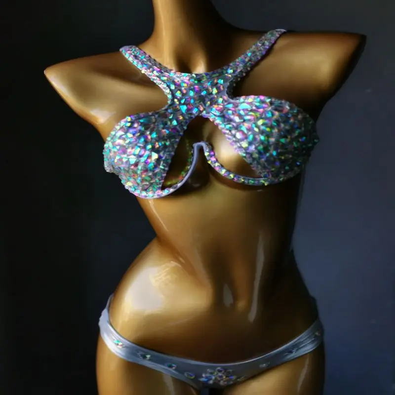 Maillot de bain bikini une pièce sexy, fendu, taille haute, sangle, diamant, dos ouvert, ensemble deux pièces, fête en boîte de nuit, déclin, nouveau, 2023