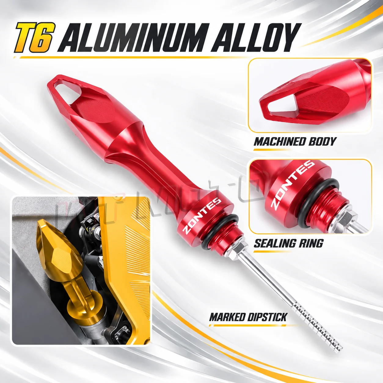 FOR ZONTES 150V 150X 125X 125V Modified Oil Dipstick Screw Aluminum Oil Gauge Probe Decorative Cap Accessories