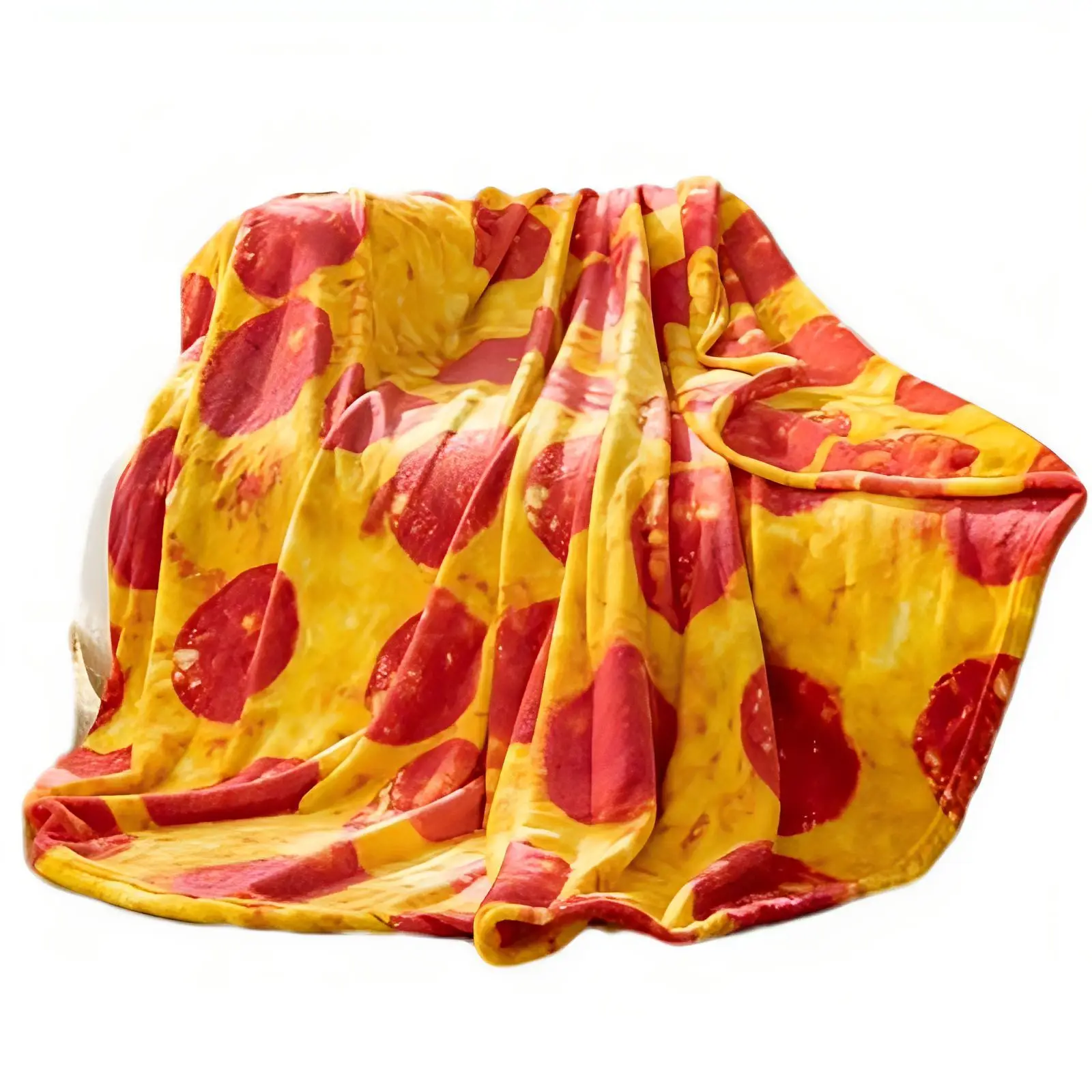 Funny Pizza Pattern Blanket Soft Flannel Mexican Roll Quilt Simulation Food Bedspread Crepe Round Mat Camping Winter Plush Sheet