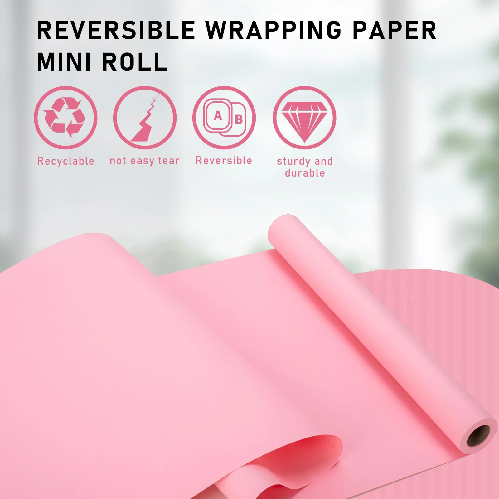 Kraft Paper Roll Recyclable Paper Perfect for Wrapping, Craft, Packing, Floor Covering, Dunnage, Parcel, Table Runner, Pink