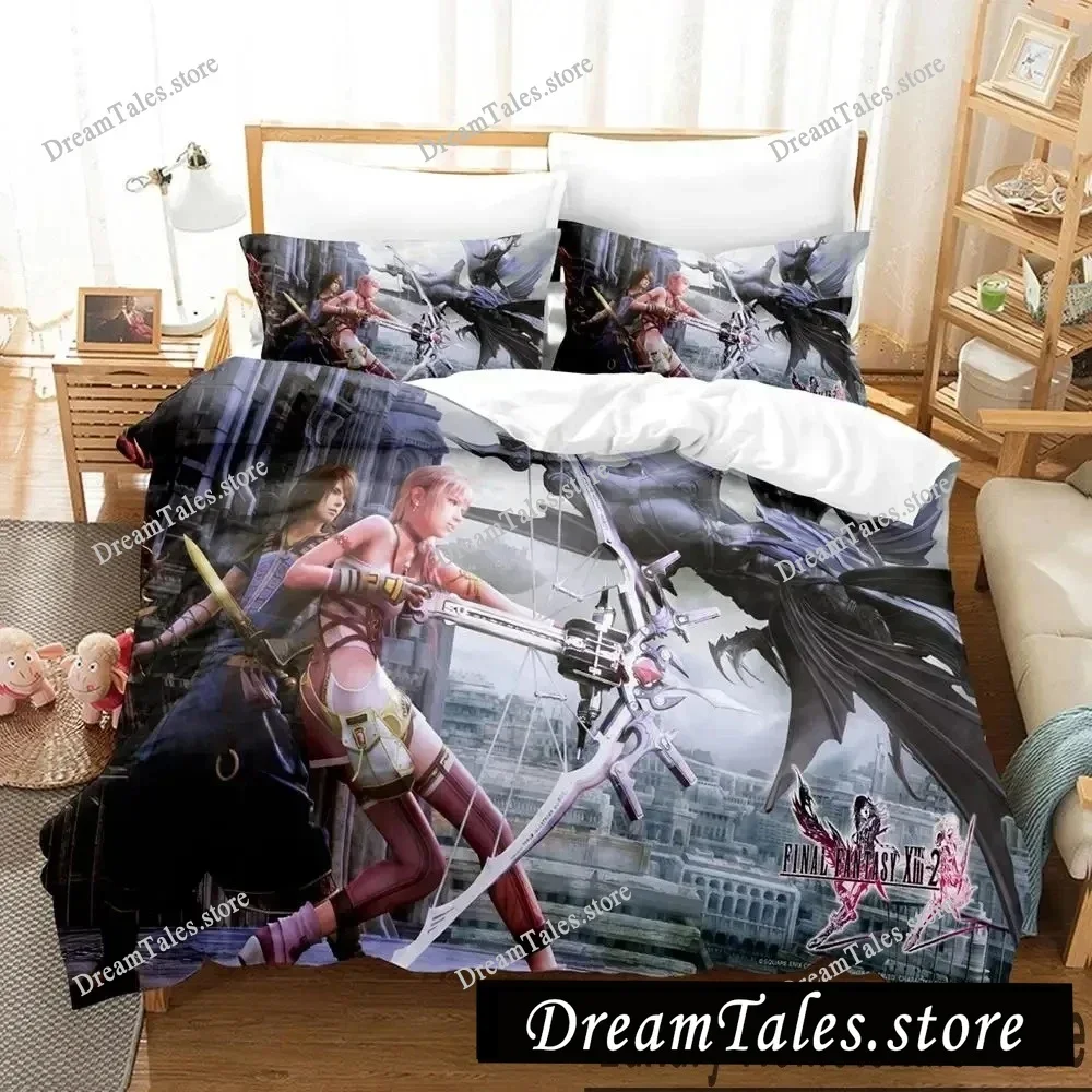 3D Print Anime Game FINAL FANTASY XIII-2 Bedding Set Boys Girls Twin Queen King Size Duvet Cover Pillowcase Bed Boys Adult